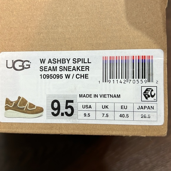 EUC - Ugg Ashby - Chestnut Ugg Velcro Sneaker Size 9.5 - Picture 7 of 8